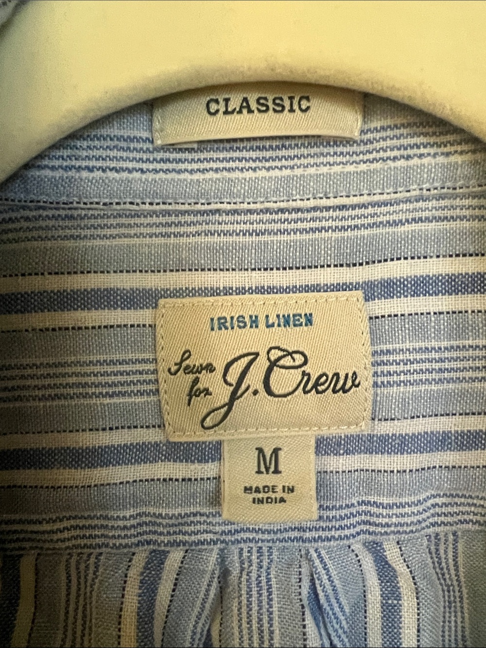 JCrew Irish Linen Blue and White Striped Long-Sleeve Button down Shirt - Picture 2 of 7